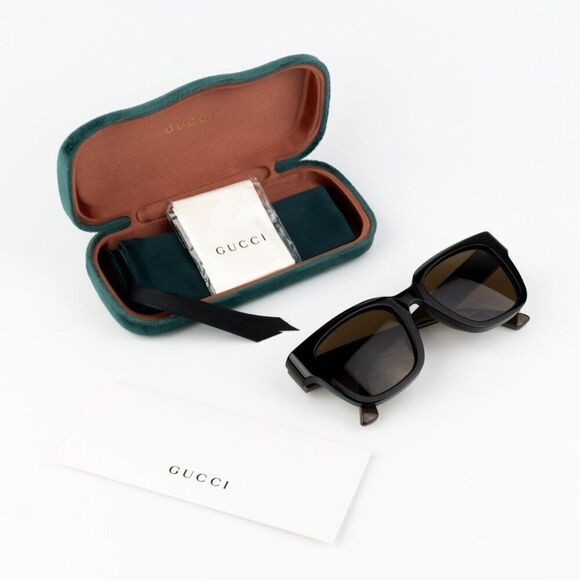 NEW Gucci GG1670SK 004 Black Green Brown Unisex Square Sunglasses GG 1670SK